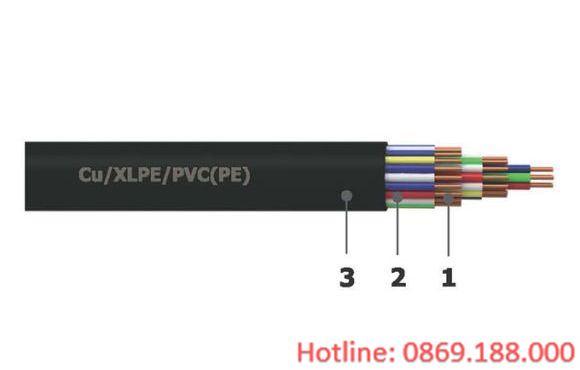 Cáp thông tin tín hiệu không có giáp kim loại - Cu/XLPE/PVC(PE)