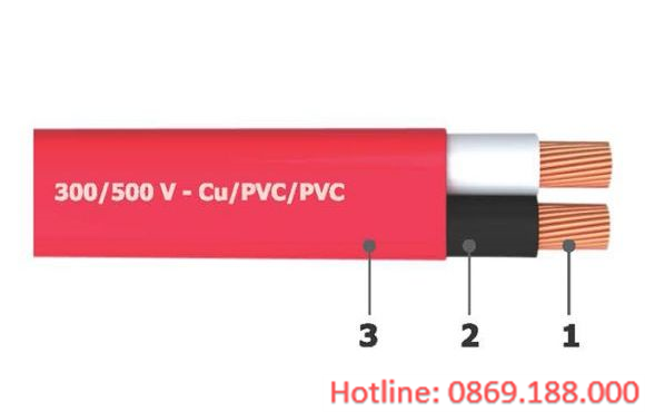 Dây điện dẹt 2 lõi ruột mềm bọc cách điện PVC (dây ô van) 300/500V - Cu/PVC/PVC