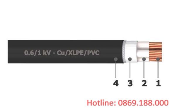 Cáp điện 3 lõi không có giáp bảo vệ 0.6/1 kV - Cu/XLPE/PVC