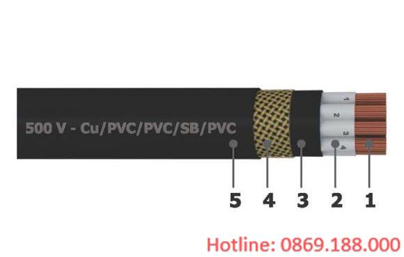 Cáp điều khiển ruột mềm có màn chắn 300/500 V - Cu/PVC/PVC/SB/PVC
